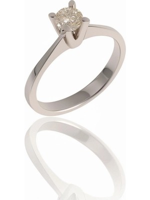 HAKAN GÜLER KUYUMCULUK  Beyaz Altın Tek Taş Yüzük ( 14TY00-29 )