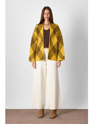 Sherin Hardal Ekoseli Oversize Triko Hırka