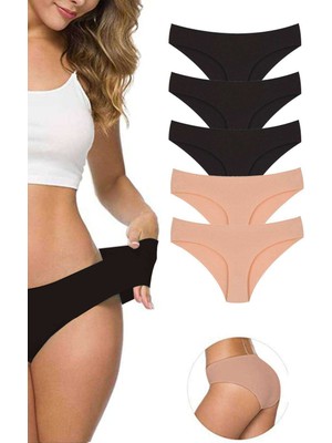 ModaSize 5 Adet Kadın Dikişsiz Lazer Kesim Esnek Iz Yapmayan Külot S2