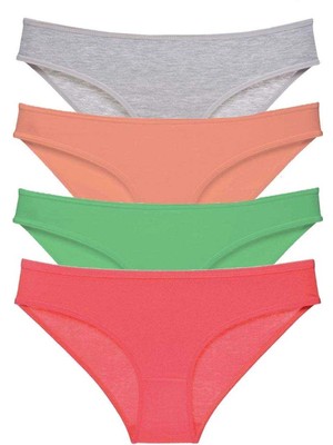 Çamaşır Kenti 4 Adet Süper Eko Set Likralı Kadın Slip Külot Gri Pudra Yeşil Fuşya