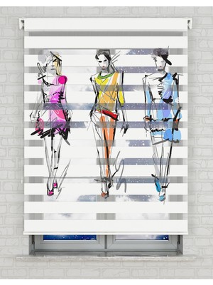 BRIGHTCOVER Cool Model Art Vektör Baskılı Zebra Perde - Gece Gündüz - Genç Odası Perdesi | Kokusuz Mürekkeple Basılmış  Zebra Perdeler ile Sende Tarzını Yansıt! | 1 Dakikada Pratik Montaj