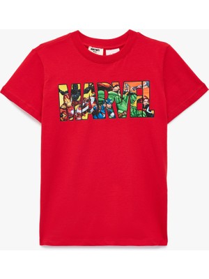 Koton Kısa Kollu Bisiklet Yaka Lisanslı Marvel Baskılı Pamuklu Tişört