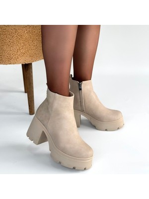 SEPET365 Belay Bej Nubuk Topuklu Bot