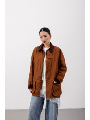 Hope And Me Oversize Mumlu Gabardin Ekose Astarlı Fermuarlı Parka