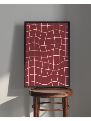 Rosa Art Tablo | Ahşap Çerçeveli Tablo | Çerçeveli Poster | Bordo Renkli Soyut Tablo | Soyut, Minimal Tablo