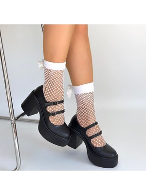 SEPET365 Jarlo Siyah Cilt Dolgu Topuk Ayakkabı