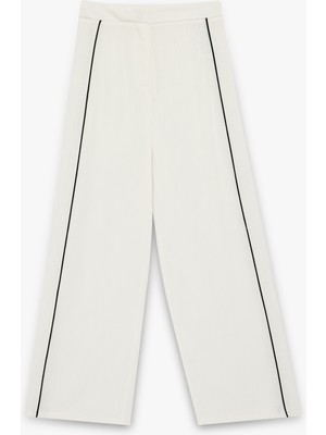 Koton Viskon Kumaş Yandan Şerit Detaylı Yüksek Bel Geniş Paça Palazzo Pantolon