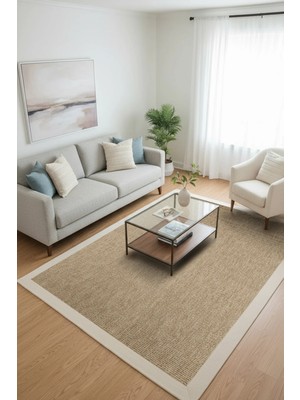 Halı Sepeti Bombay 664 Bej Hav Toz Vermez Kolay Temizlenen Hasır Doku Sisal Halı