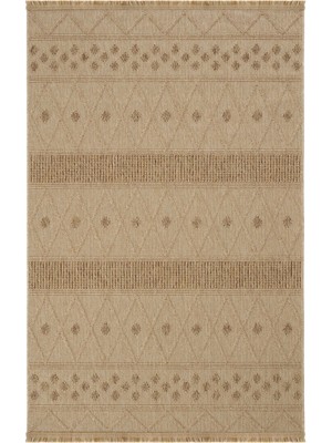 Halı Sepeti Seyran Loopy 620 Bej-Kahve Halı Ince Mutfak Kilim Salon Kesme Halı Yolluk