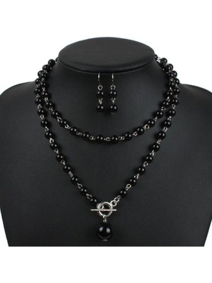 Shiklik 2'li Şık Renkli Inci Takım Seti: Göz Alıcı Kolye ve Küpe