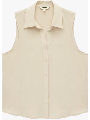 Koton Keten Görünümlü Düğmeli Kolsuz Gömlek