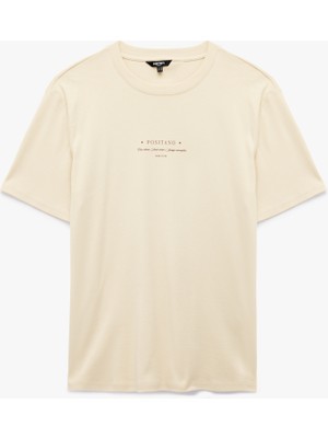 Koton Regular Fit Kısa Kollu Bisiklet Yaka Pamuklu Arkası Baskılı Tişört