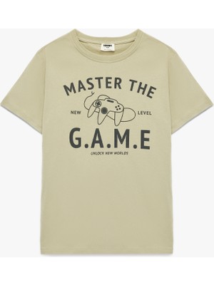 Koton Bisiklet Yaka Kısa Kollu Baskılı Pamuklu Tişört