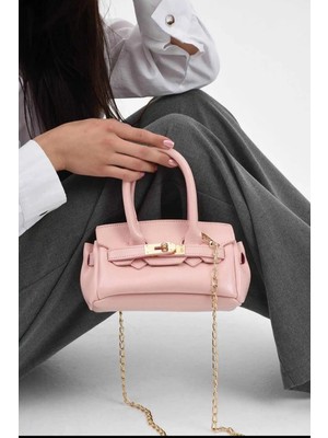 Özüm Takı Çanta Kadın Küçük Boy Zincir Askı El ve Omuz Kol Çanta Pudra