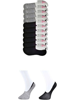 Çamaşır Kenti Siyah ve Gri Kadın Babet Çorap 9 Çift