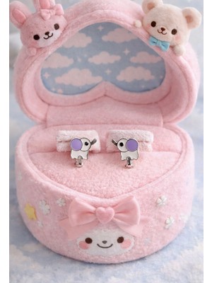 miraç gümüş takı atölyem 925 Ayar Gümüş Fil Detaylı Mineli Çocuk Küpesi