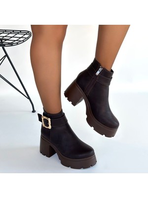 SEPET365 Pinma Acı Kahve Cilt Topuklu Bot