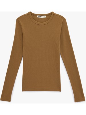 Koton Pamuklu Slim Fit Uzun Kollu Bisiklet Yaka Tişört