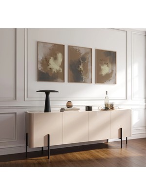 Pam Studio Toprak Kahve Tonlarında Soyut 3’lü Tablo Seti – Modern Duvar Dekoru