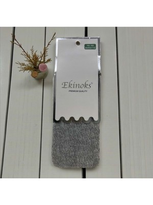 Ekinoks Desenli Dikişsiz Koton Kız Çocuk Külotlu Çorap - RYZEÇ008 - Gri - 3 - 4 Yaş Gri