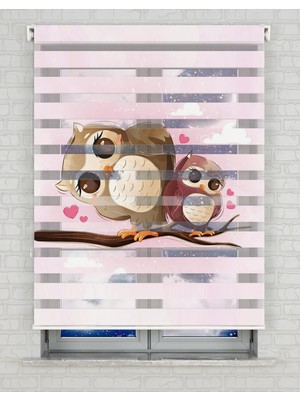 BRIGHTCOVER Baykuşlar Baskılı Zebra Perde - Gece Gündüz Kullanıma Uygundur - Bebek Odası Perdesi | Kokusuz Mürekkeple Basılmış  Zebra Perdeler ile Sende Tarzını Yansıt! | 1 Dakikada Pratik Montaj