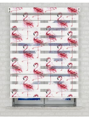 BRIGHTCOVER Flamingo Baskılı Zebra Perde - Gece Gündüz Kullanıma Uygundur - Mutfak Perdesi | Kokusuz Mürekkeple Basılmış  Zebra Perdeler ile Sende Tarzını Yansıt! | 1 Dakikada Pratik Montaj