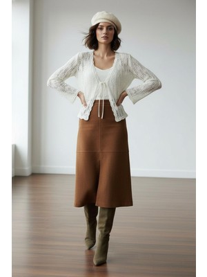 Sherin Ekru Ajurlu Triko Hırka