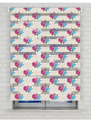 BRIGHTCOVER Çiçekler Baskılı Zebra Perde - Gece Gündüz Kullanıma Uygundur - Salon Perdesi | Kokusuz Mürekkeple Basılmış  Zebra Perdeler ile Sende Tarzını Yansıt! | 1 Dakikada Pratik Montaj