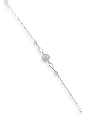 Kış Işıltısı Gümüş Bileklik – Zirkon Taşlı, Ayarlanabilir Zincir