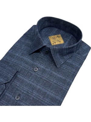 Eren Style Klasik %100 Cotton Uzun Kollu Yakası Gizli Düğmeli Kışlık Flanel Gömlek (Regular Kalıp)