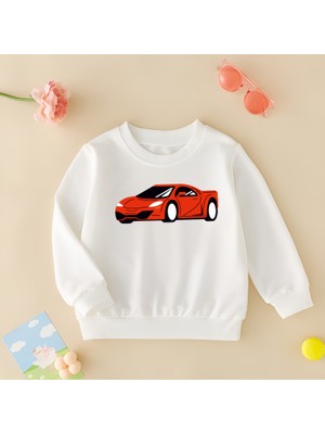 Cda Premium Lüks Kırmızı Araba Unisex Çocuk Sweatshirt