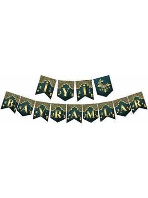 Pandoli 1,90 mt Ramazan Temalı Iyi Bayramlar Yazılı Kağıt Banner Asma Süsü