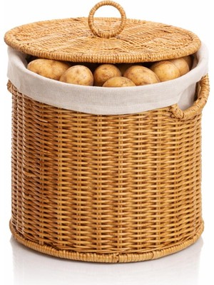 Mien Rattan Kapaklı Sepet Küçük Boy 21X20 cm