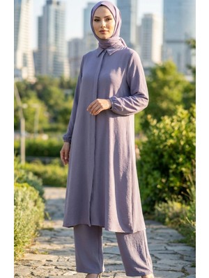 Aerobin Kumaş Tunik Pantolon Ikili Takım 4142-01 Gri