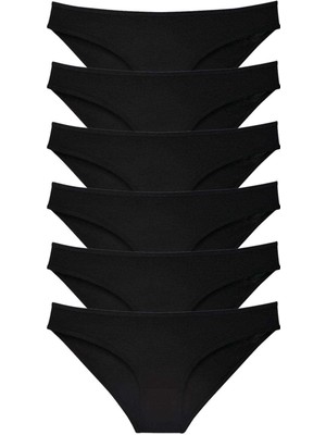 Çamaşır Kenti 6 Adet Süper Eko Set Likralı Kadın Slip Külot Siyah