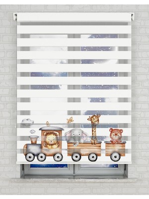 BRIGHTCOVER Kahverengi Tren ve Sevimli Hayvanlar Baskılı Zebra Perde - Gece Gündüz - Bebek Odası Perdesi | Kokusuz Mürekkeple Basılmış  Zebra Perdeler ile Sende Tarzını Yansıt! | 1 Dakikada Pratik Montaj