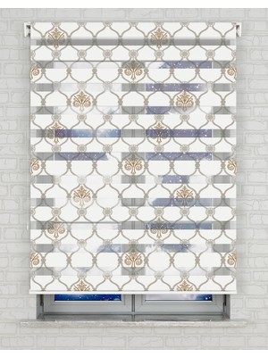 BRIGHTCOVER Damask Baskılı Zebra Perde - Gece Gündüz Kullanıma Uygundur - Salon Perdesi | Kokusuz Mürekkeple Basılmış  Zebra Perdeler ile Sende Tarzını Yansıt! | 1 Dakikada Pratik Montaj