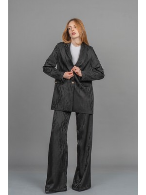 MissVina Kendinden Desenli Çift Düğmeli Ceket ve Pens Detaylı Pantolon Takım 1272