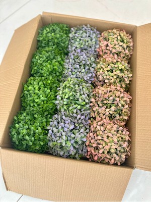 FB Cup 12'li Saksılı Yapay Şimşir Top Seti - Cafe Restoran Masa Üstü Dekor Çiçeği