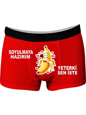 Onudabunuda Baskılı Erkek Boxer Sevgililer Günü Temalı Muz Gül Desenli Komik Eğlenceli Mizahi Esprili Pamuklu Likralı Rahat Kesim