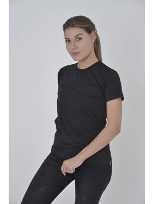 Mevese Luvvo Siyah Yandan Fermuarlı Slim Fit T-Shirt