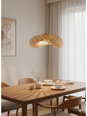 Panalı Dekoratif Doğal Rattan Sarkıt Avize S