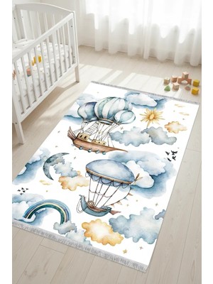 Blghome Bulut ve Uçan Balon Çocuk Odası Halısı