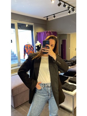 Siyah Süet Blazer