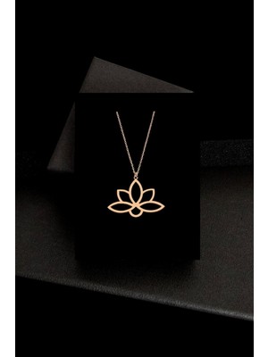 Akba Silver 925 Ayar Gümüş Sonsuz Yaşamın Simgesi Lotus Çiçeği Rose Kolye