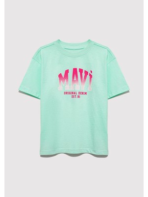 Mavi Mavi Logo Baskılı Yeşil Tişört 7610386-71643