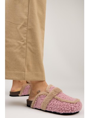 Manijero Pelini Kadın Teddy Düz Terlik Pembe Terlik