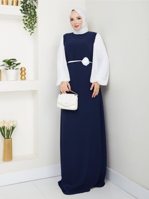 Hiramir Gül Kemerli Kolları Şifon Abiye Elbise YZ2502