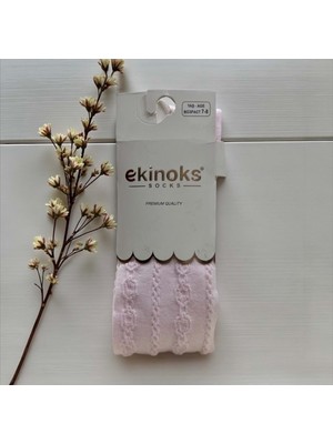 Ekinoks Zincir Desenli Dikişsiz Koton Kız Çocuk Külotlu Çorap - RYZEÇ009 - Açık Pembe - 7 - 8 Yaş Açık Pembe