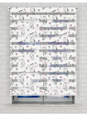 BRIGHTCOVER Kediler Vektör Baskılı Zebra Perde - Gece Gündüz Kullanıma Uygundur - Bebek Odası Perdesi | Kokusuz Mürekkeple Basılmış  Zebra Perdeler ile Sende Tarzını Yansıt! | 1 Dakikada Pratik Montaj